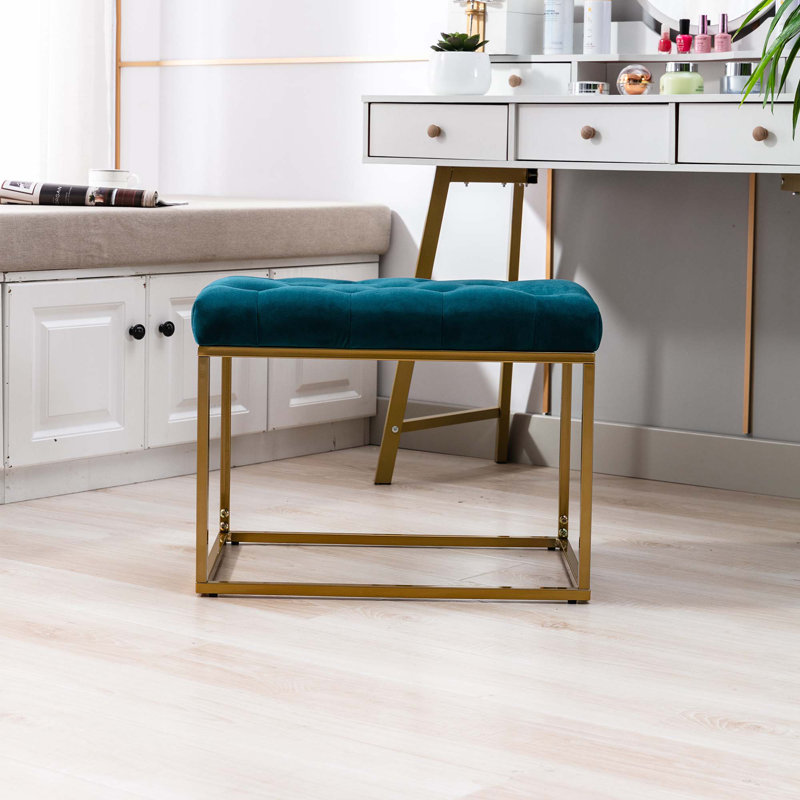 Repose-pieds de salon Mercer41, Velours bleu sarcelle