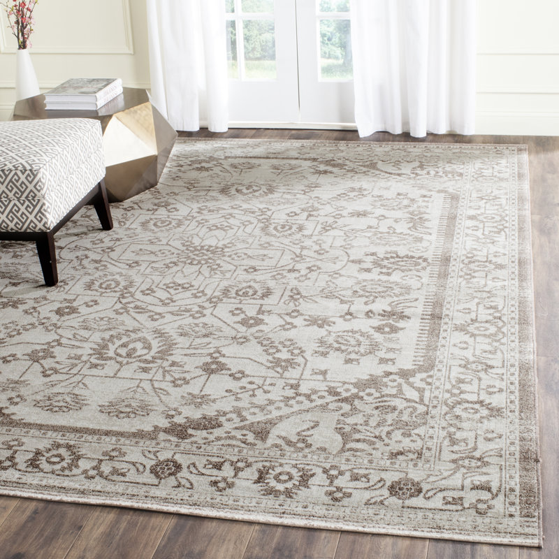Artisan Beige and Brown Rectangular Synthetic Rug