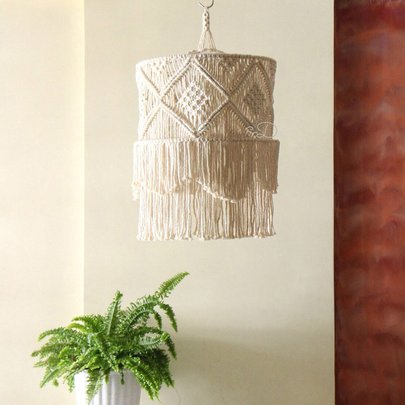 Cotton Drum Lamp Shade in Beige