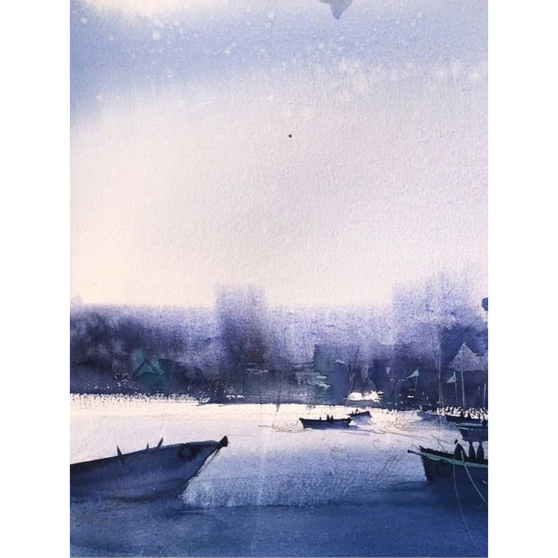 Varanasi (Kashi) | Peinture de Santu Naskar | Aquarelle sur papier