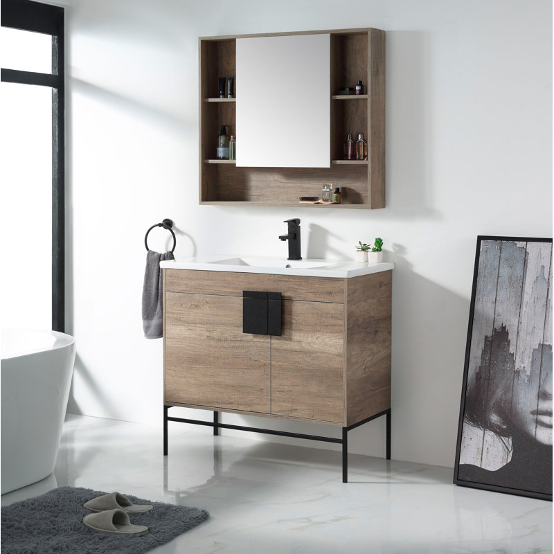 Ensemble de meuble-lavabo simple 36 po Maisie, Noir mat, Gris ombré