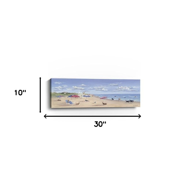 Dogs Rule The Beach Unframed Wall Art, 10" H x 30" W x 1,25" D