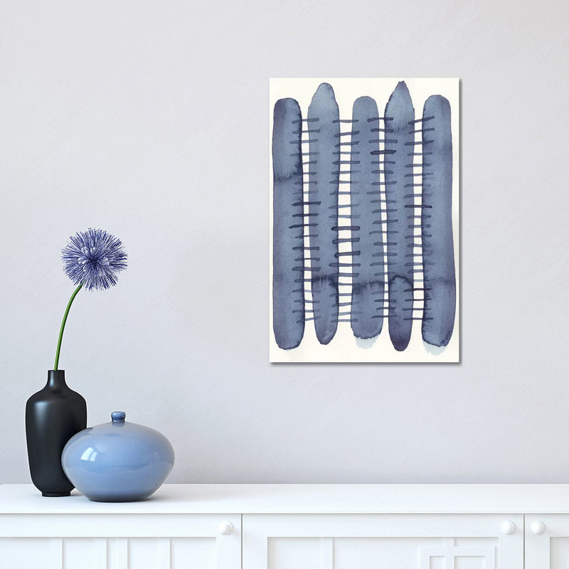 Indigo Stitchy II by Nikki Galapon - Wrapped Canvas Print, 30.48 cm H x 45.72 cm W