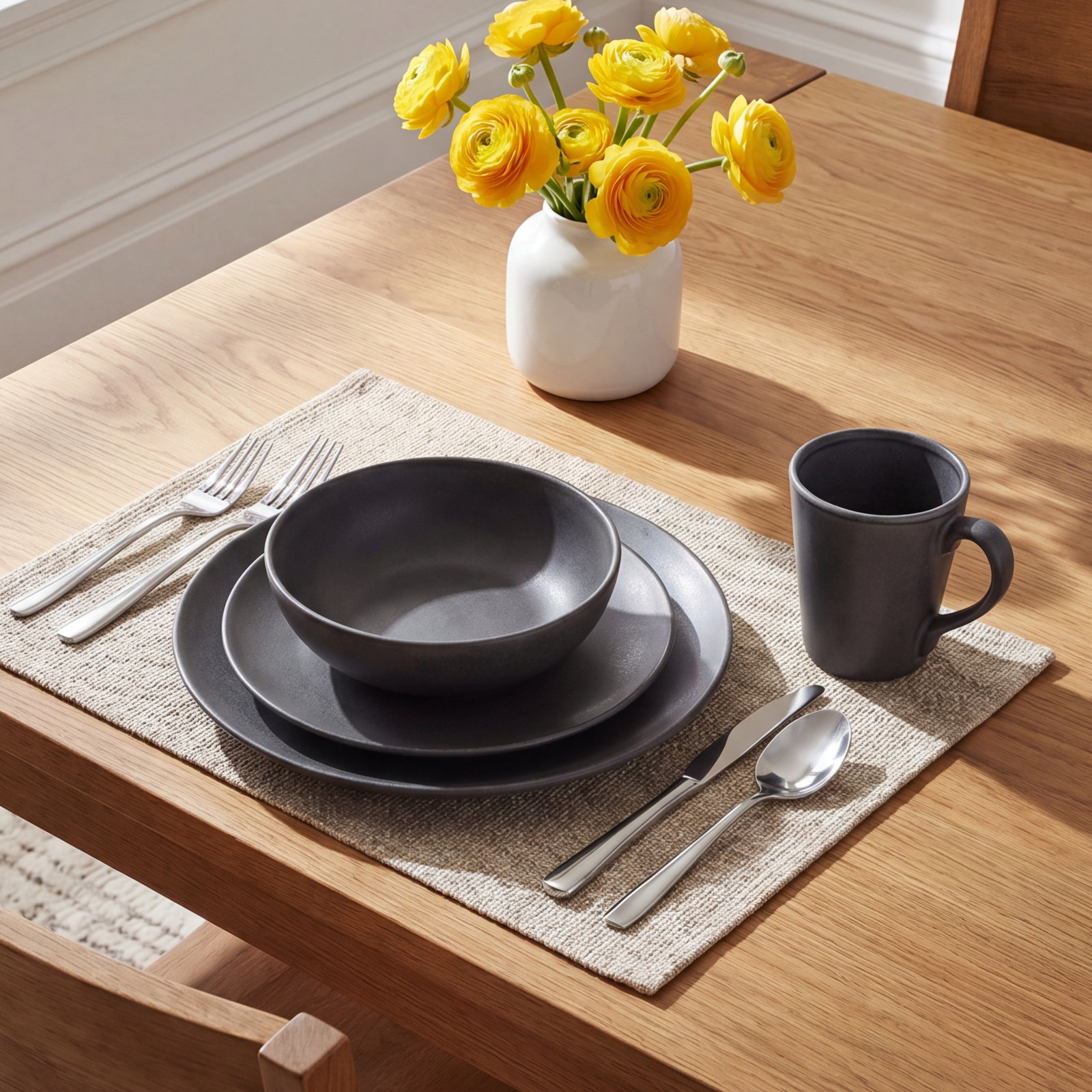 Stoneware Dinnerware Set, Gray