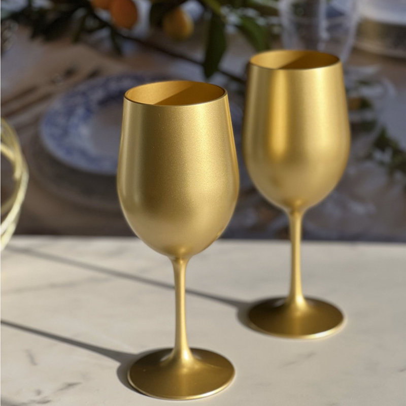 Verres à vin en plastique métalliques, Doré, 12 oz liq.