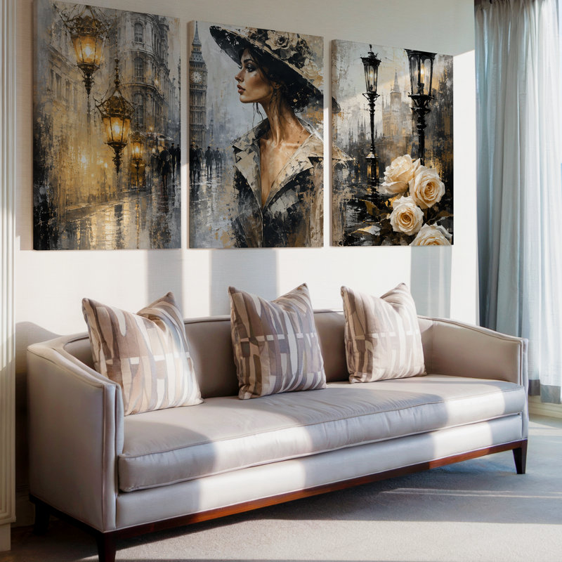 Ensemble de 3 lampadaires muraux exotiques de Londres, 24 x 60 in