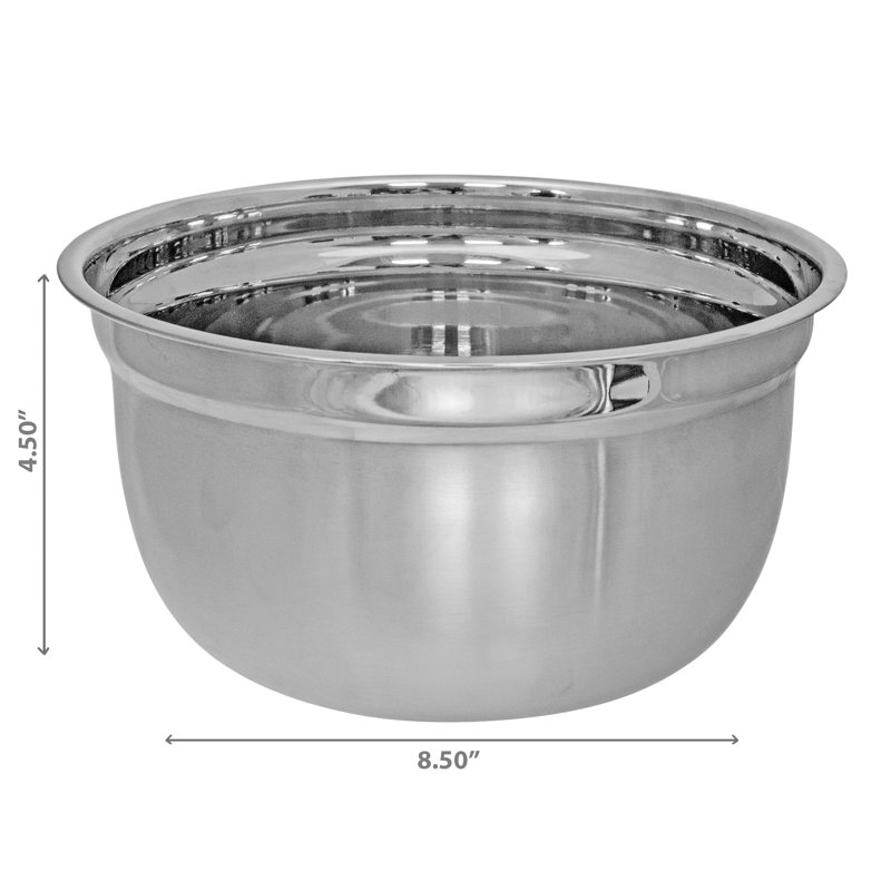 Ensemble de 2 bols à mélanger en acier inoxydable 6,75 "par NH Casa Decor, 8.5"