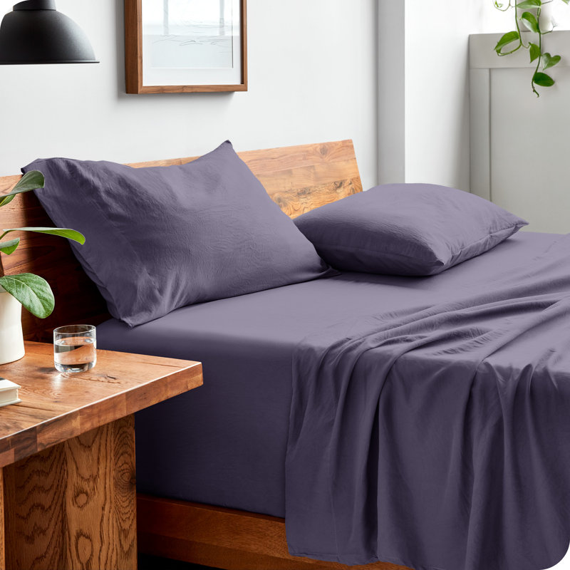Washed Ultra-soft Microfiber Sheet Set, Twin XL Sheet Set with 1 Pillowcase, Dusty Purple
