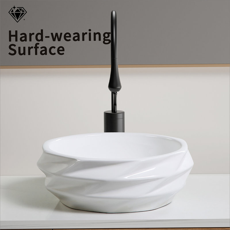 Round Ceramic Vessel Sink For Bathroom