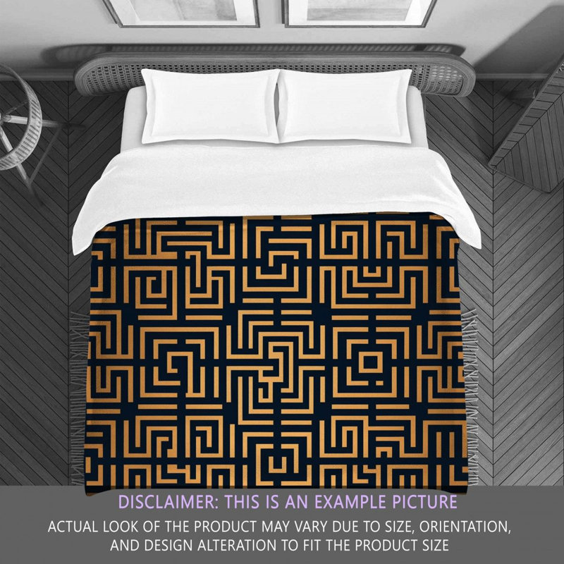 Polyester Comforter, King Comforter, Gold/Navy Geometric