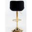 Repose-pieds et base chromés avec velours mécanique à hauteur réglable et simple chaise de bar à pieds dorés, ensemble de 2, noir