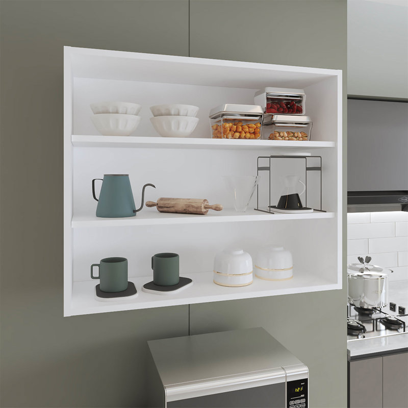 36-Inch Wide 3-Tier Open Wall Cabinet With Spacious Shelves, White