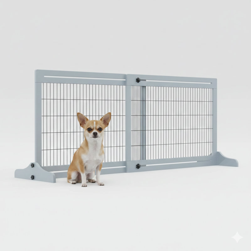 Barrière pour animaux, barrière pour animaux en bois, barrière pour animaux autoportante pour votre maison, Gris