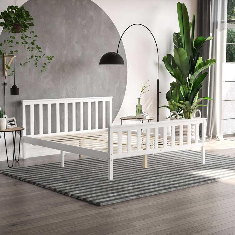 Solid Wood Bed, White, Kingsize (5')