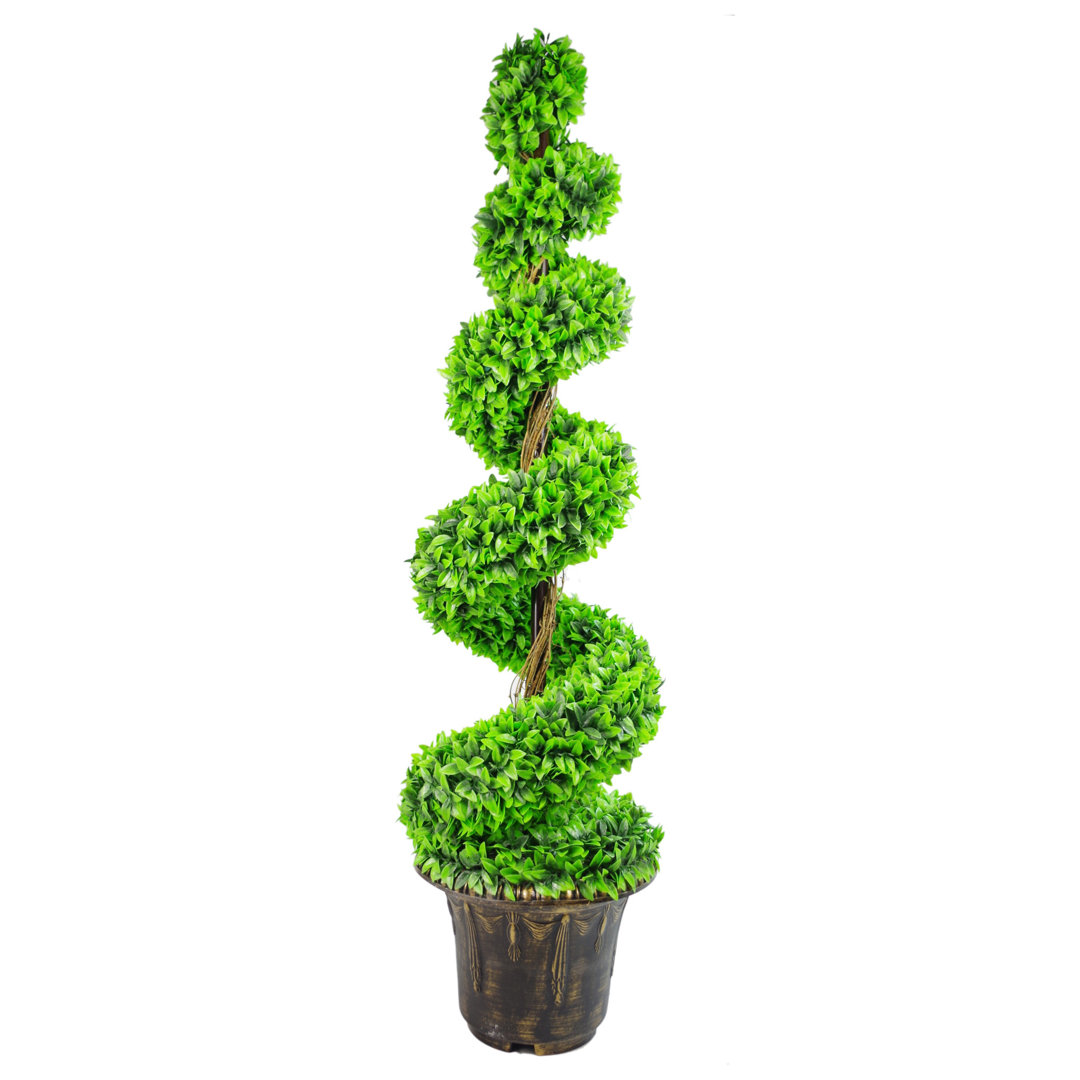Coloured-Spirals 120cm Faux Boxwood Topiary in Pot Liner