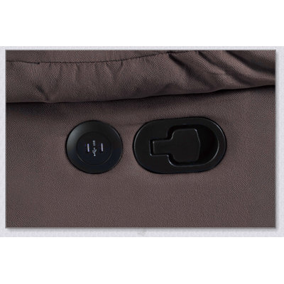 Manual Loveseat With Pillow Arms, Plush Backrest, Horizontal Tufting, USB Port, And Chocolate Finish For Primary Living Room Furniture