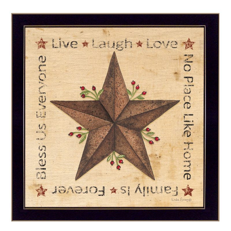 «Live Laugh Love - Barn Star», art textuel encadré