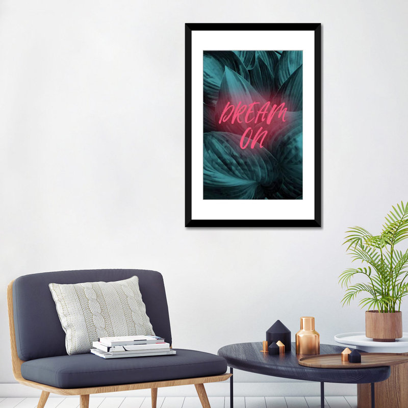 « rêve on », impression sur toile, Papier beaux-arts encadré noir, Blanc, H 24 po x l 16 po x P 1 po