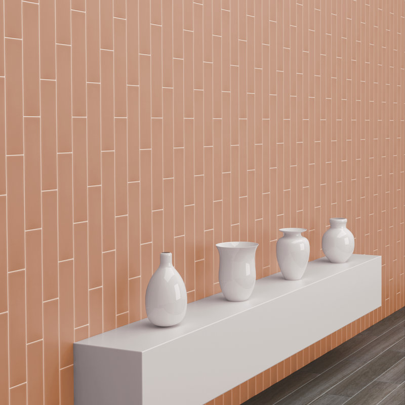 Curvaceous 3" x 12" Ceramic Wall Tile, Blush