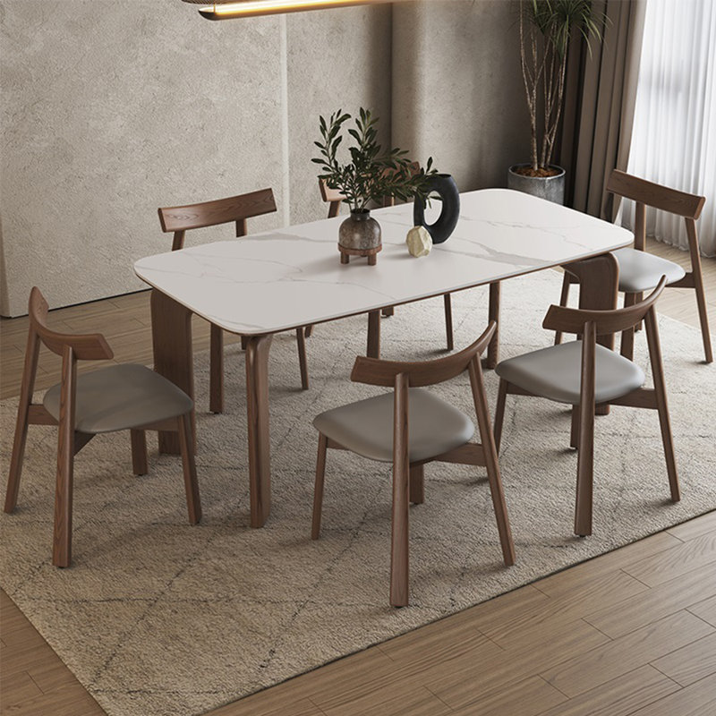 Simple high-end rectangular dining table set, 29.5"H x 55.1"L x 31.5"W