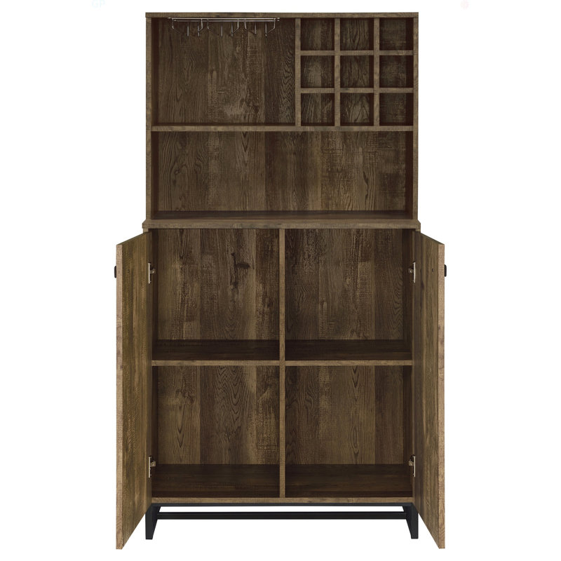 Harlie Rustic Oak 2-Doors Wine Cabinet