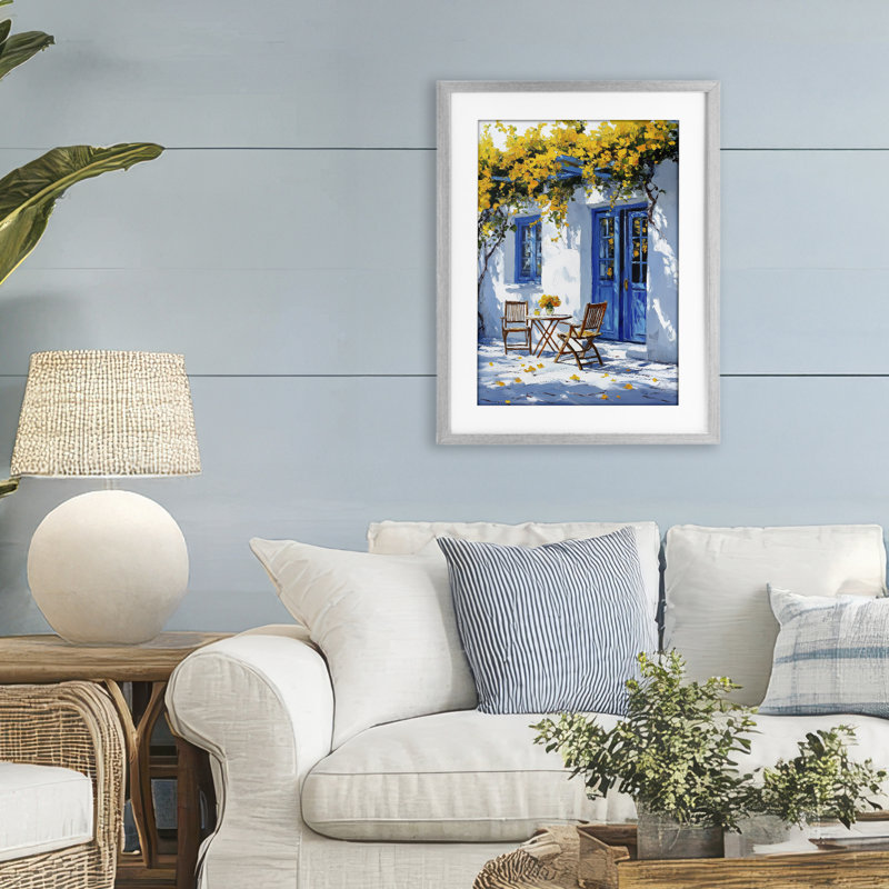 «Sunlit Af après-midi», reproduction encadrée sous verre, design par Raymond Powers, H 23 po x l 17 po, Cadre de ferme gris