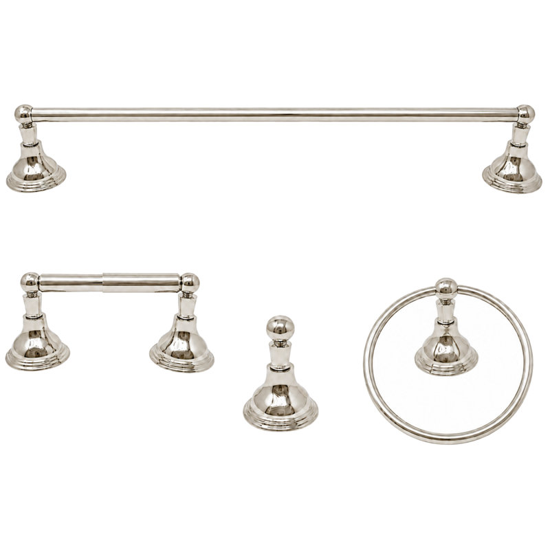 Ensemble de quincaillerie d'accessoires de salle de bain 4 pièces St. Lawrence P4BSTL18, Nickel poli