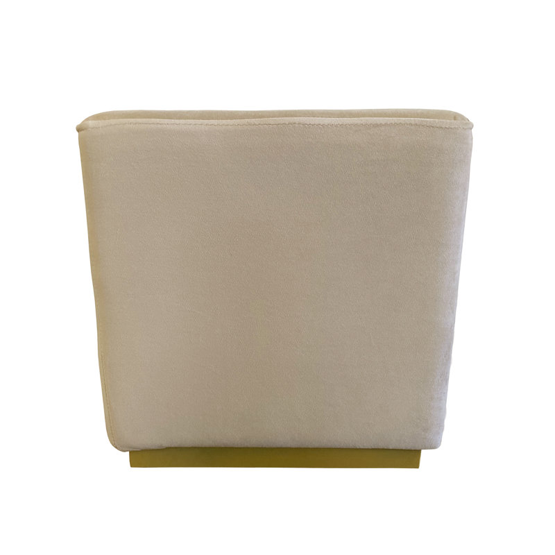 Alanieta Velvet Ottoman, Beige Velvet