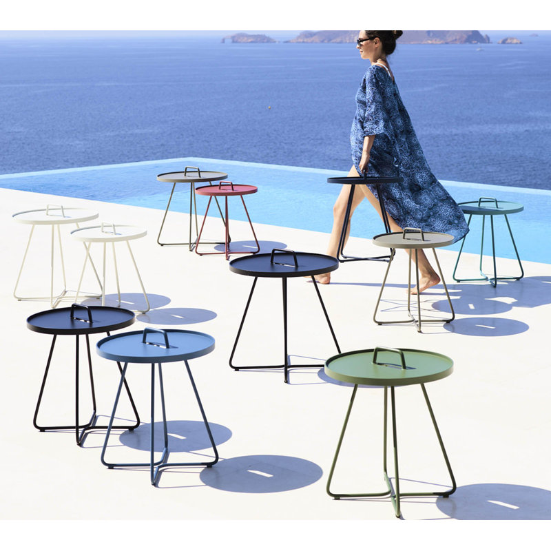 On-the-Move Outdoor Round Side Table, 14.6", White
