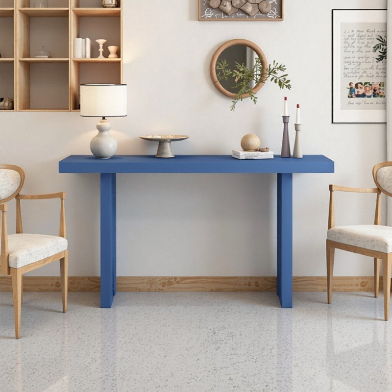 Console en placage de chêne bleu marine avec art sculpté pour le vestibule, le couloir et le salon, Marine