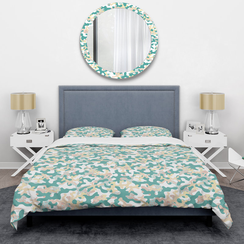 Ensemble de housse de couette en microfibre vert / beige 3 pièces
