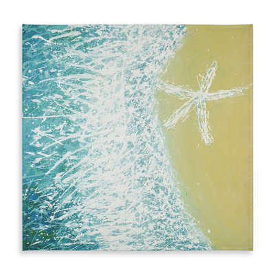 Right Side Seastar and Wave Tablecloth - Beige Indoor Outdoor Decor