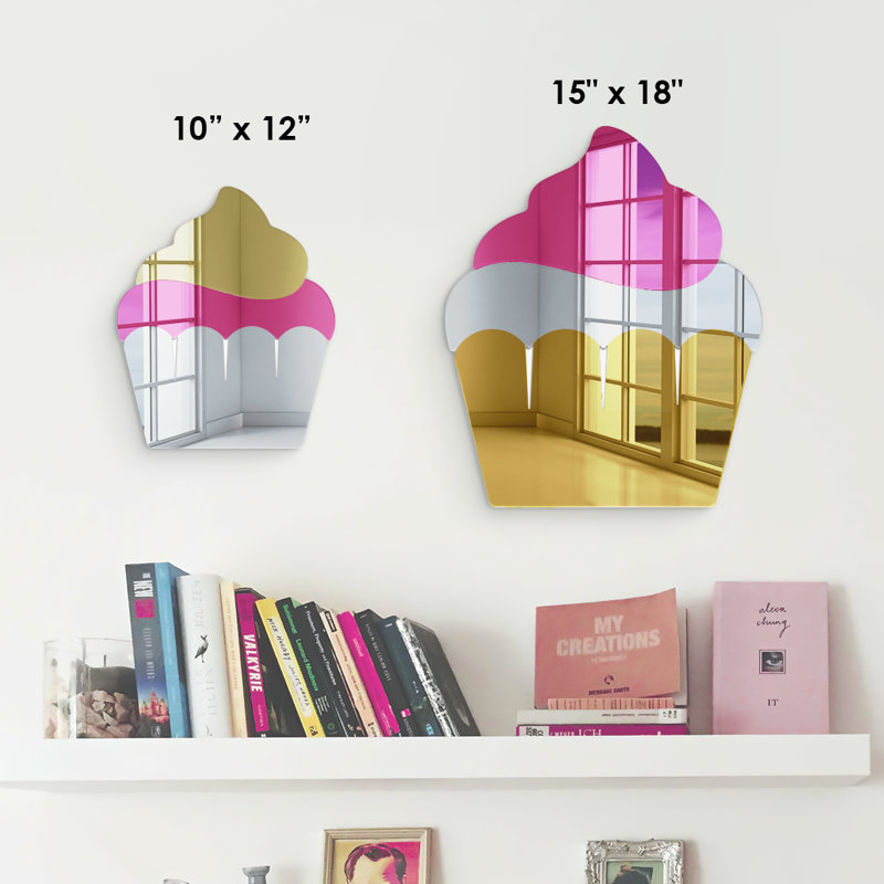 Décoration murale miroir Cupcake, Argent, H 12 po x l 10 po x P 1 po