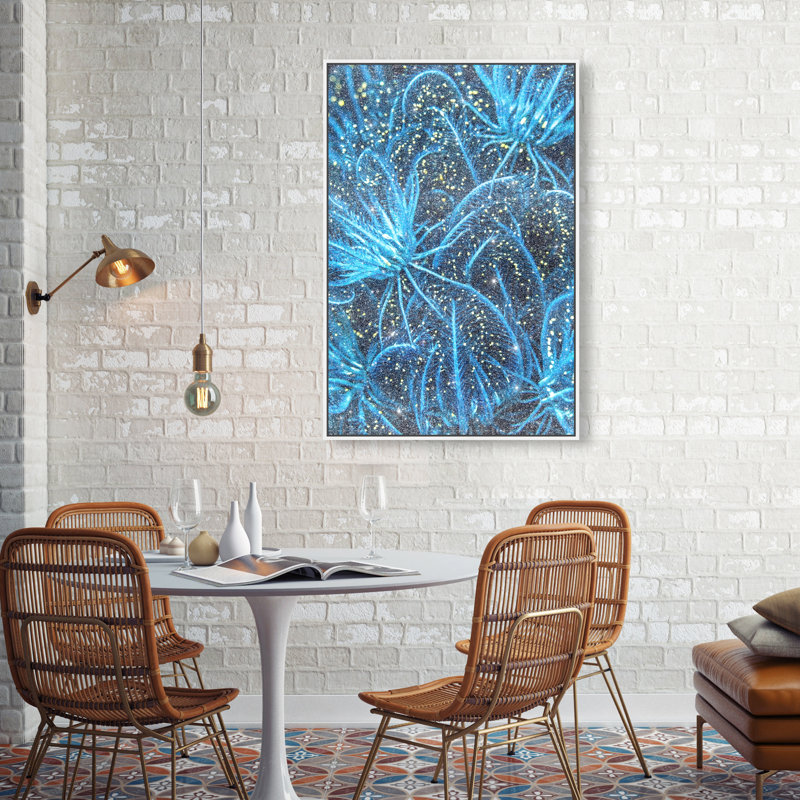 Neon garden Graphic Art Canvas, 31"H x 21"W, White Floater Frame