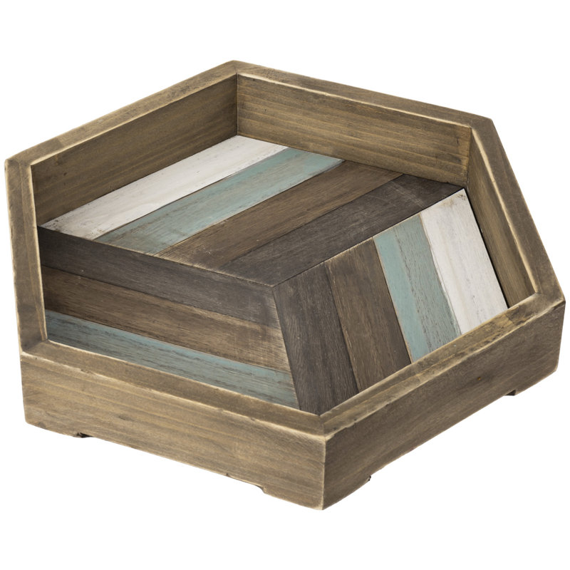Solid Wood Tray, White/Blue/Brown/Grey