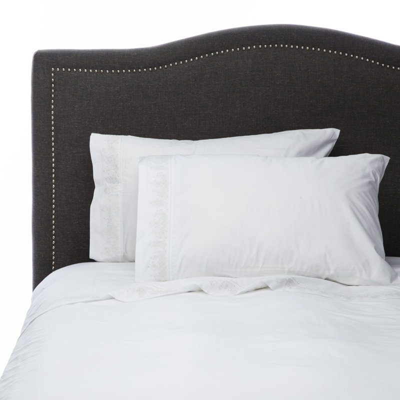 Ensemble de draps en percale 100% coton 300 fils Cali, Blanc, Twin Sheet Set with 1 Pillowcase