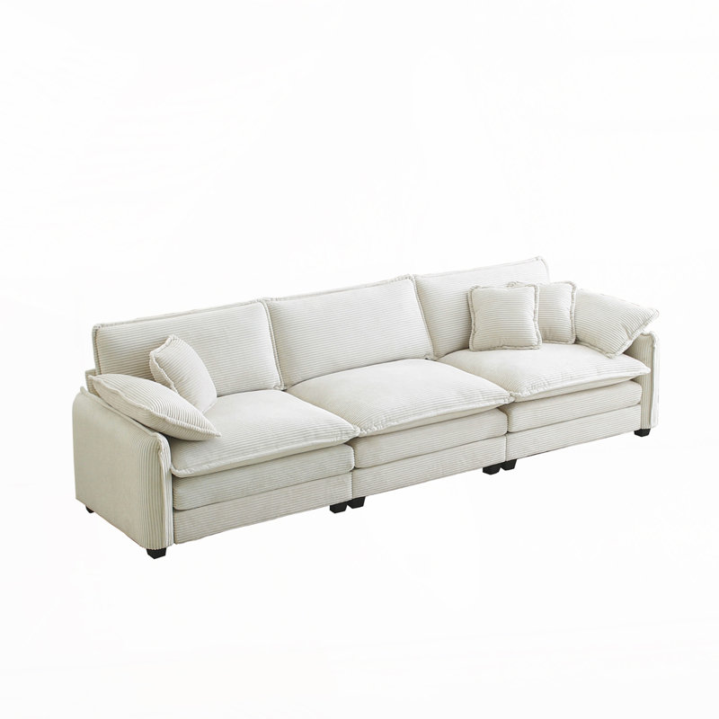 Canapé 3 places Corduroy, H 33,85 po x l 81 po x P 34,25 po, 3, Beige