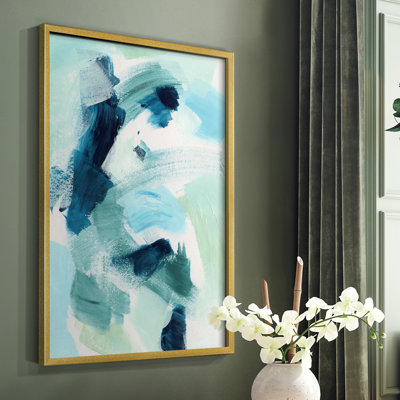 «Teal Composition I», reproduction encadrée - bois massif