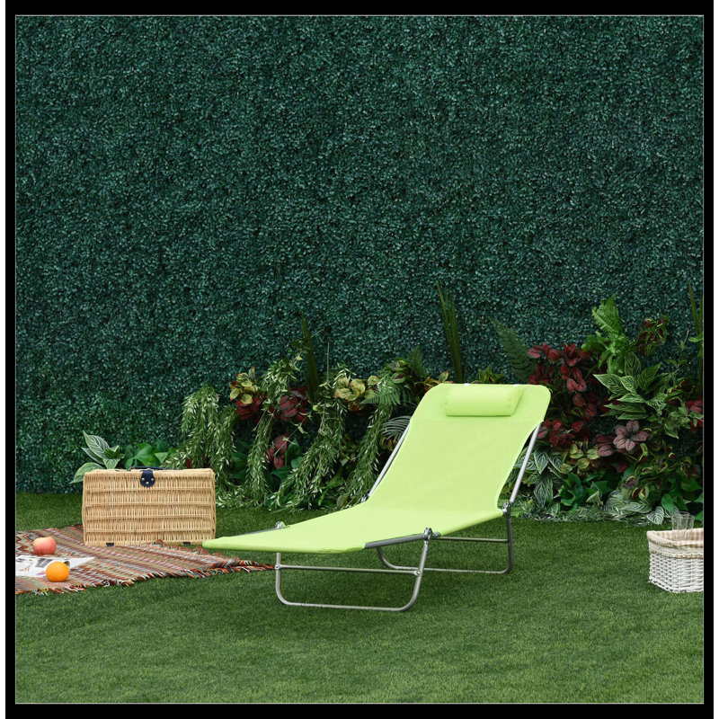 Chaises longues de piscine pliantes, chaises de bronzage d'extérieur avec coussin moelleux, dossier inclinable réglable, structure en acier robuste et filet respirant - parfait pour la plage, la cour, le patio (vert)