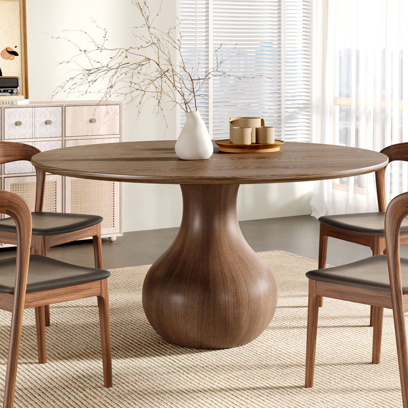 Table de salle à manger en bois massif Farmhouse, H 29,52 po x L 53,15 po x l 53,15 po, Noyer foncé