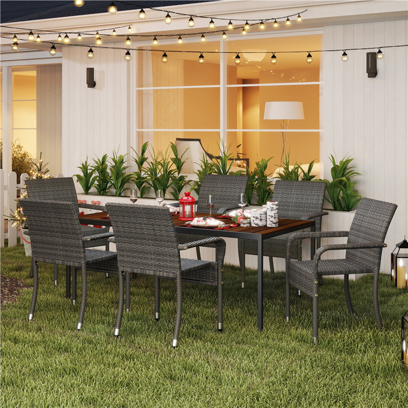 Stackable Outdoor Patio Dining Armchair, Grey