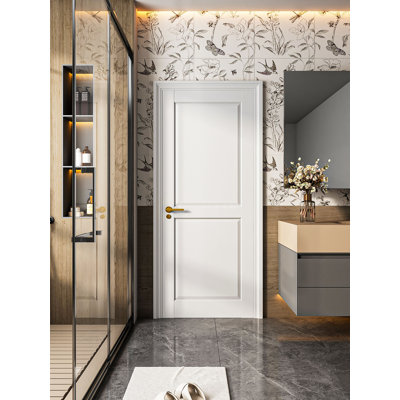 32''x80'' 2-Panel Solid Core Interior Door Slab Shaker, Pre-Built Panel for Barn Door, Pocket Doors, French Doors, for Pantry, Bedroom, Closet, Laundry & Bathroom, White Prefinish&Paintable