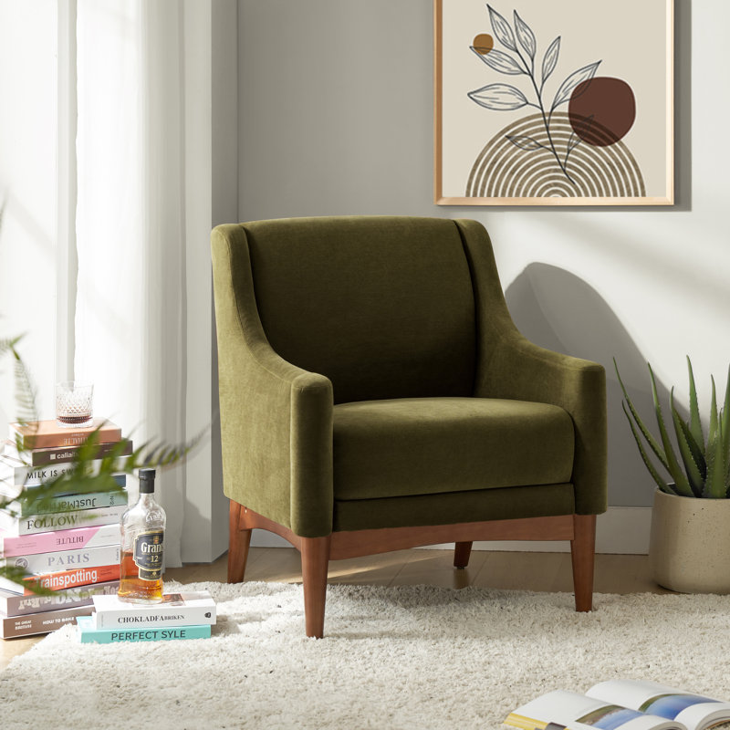 Fauteuil Arshanti avec pieds en bois massif, Moss