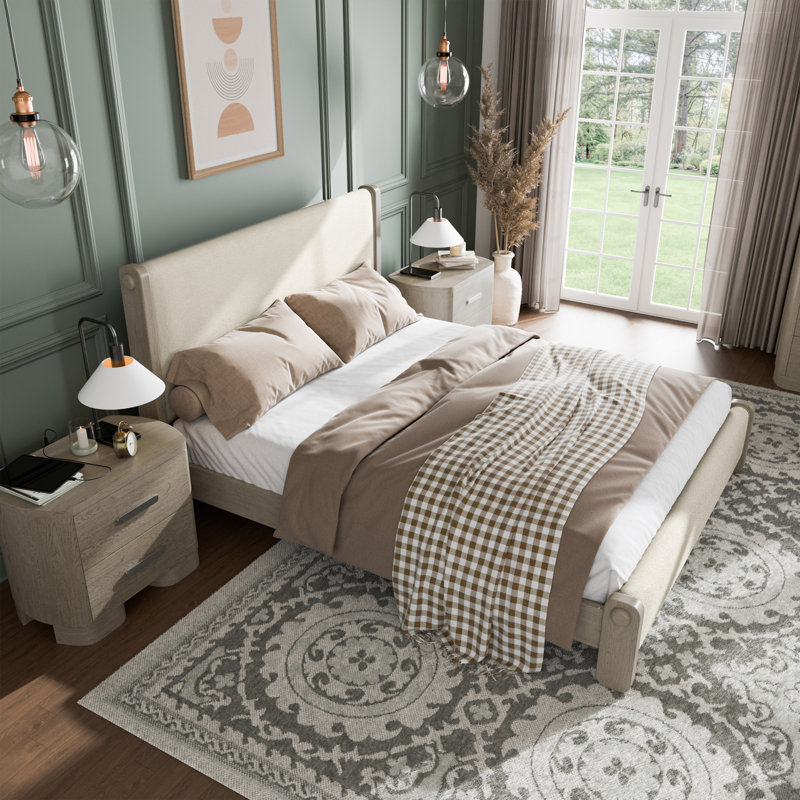 Ensemble de chambre à coucher 3 pièces Gomez Linscott, Grand, 3 Pcs: Bed, 2 Nightstands