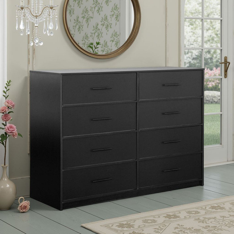??8-Drawer Dresser ??Modern Storage Cabinet Accent Chest, Black