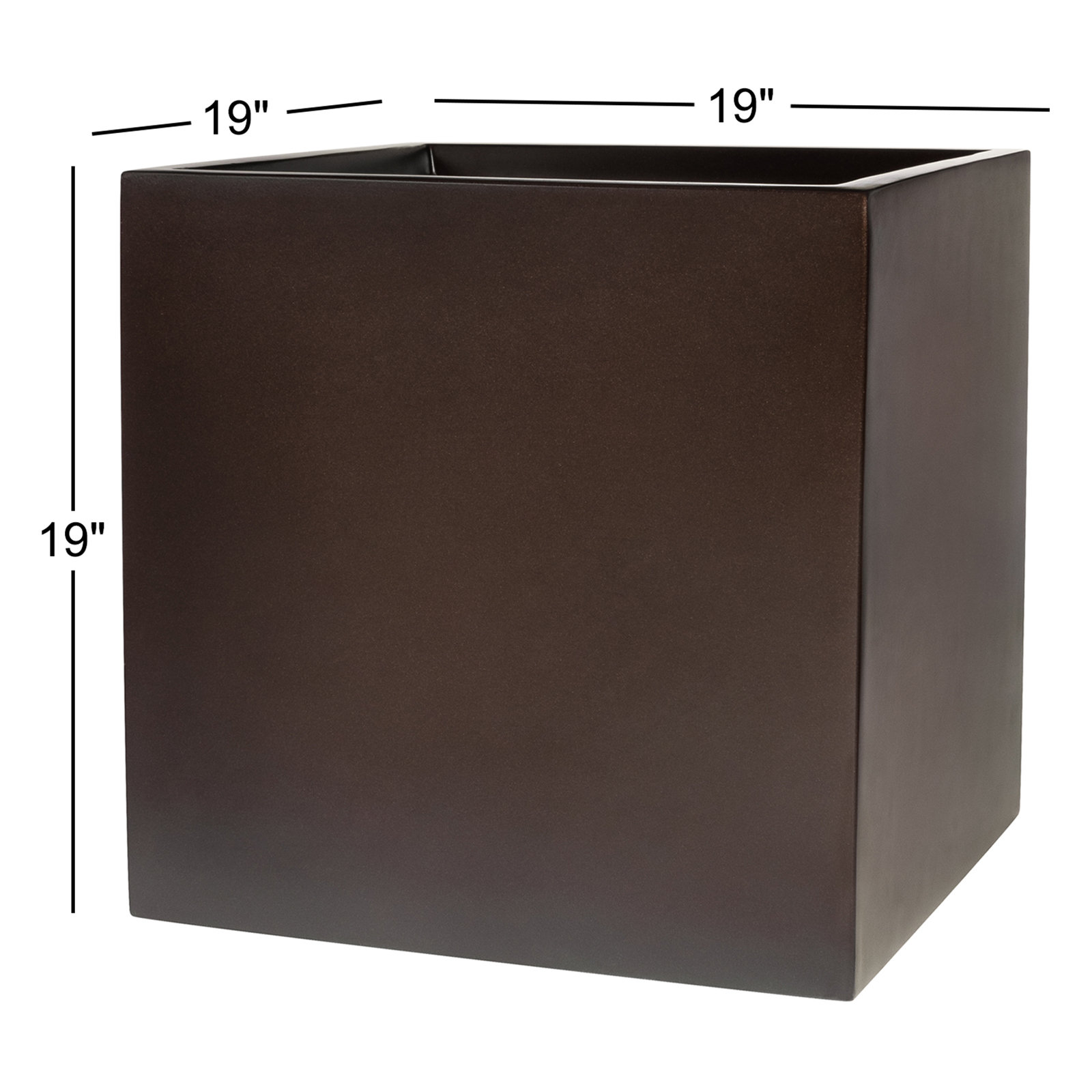 Dixon Square Cube Pot Planter Box, 19" H x 19" W x 19" D, Brown
