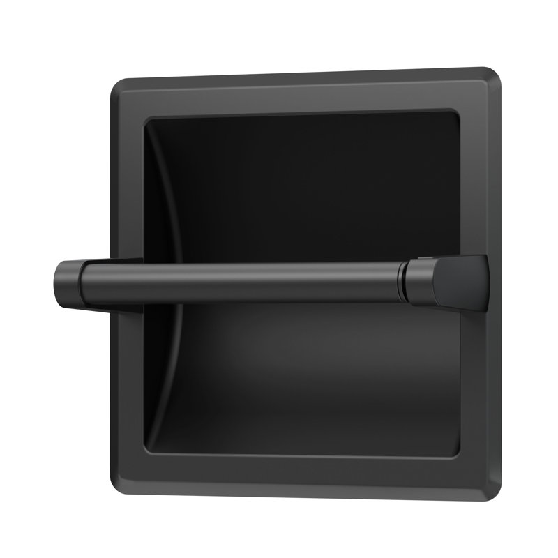 Recessed Toilet Paper Holder with Pivoting Arm, Matte Black