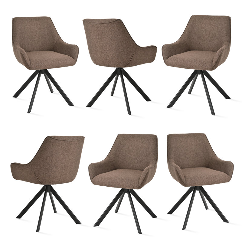 Gefjun 46cm H Upholstered Metal Armchair, Brown Linen