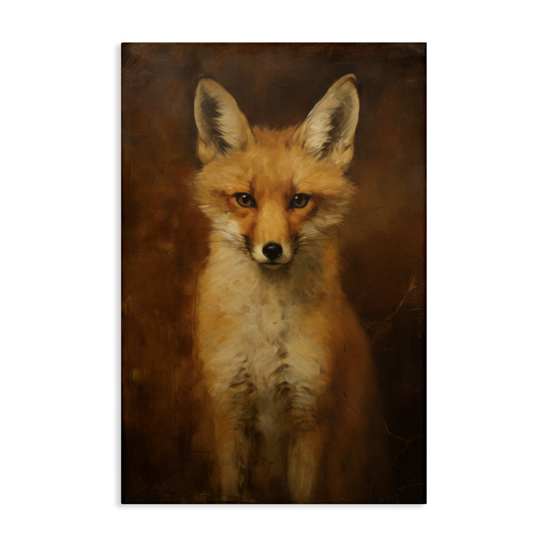 Art mural sur toile Stoic Baby Fox par Petal Prints Design, H 45 po x l 30 po