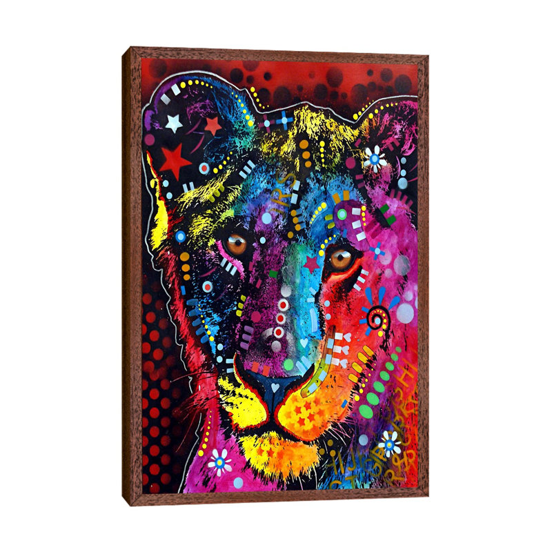 Young Lion by Dean Russo - Floater Frame Print on Canvas, 66.04 cm H x 45.72 cm W, Brown